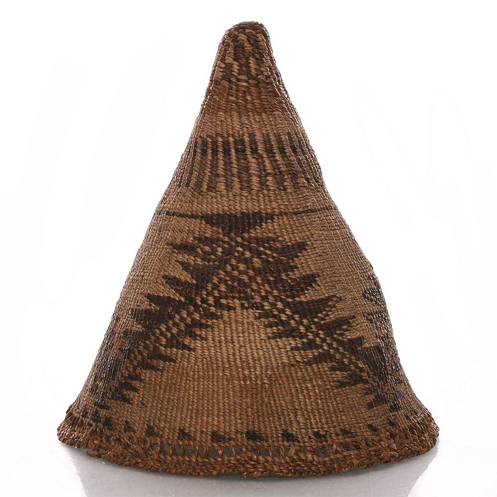 Appraisal: NATIVE AMERICAN TRIBAL WOVEN CONICAL BURDEN BASKET Traditional tribal weave