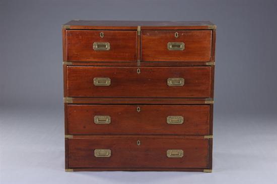 Appraisal: CAPTAIN'S CHEST OF DRAWERS th century in two parts mahogany