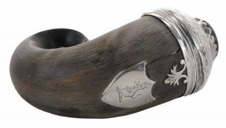 Appraisal: Silver Mounted Horn Snuff Mull English th century horn base