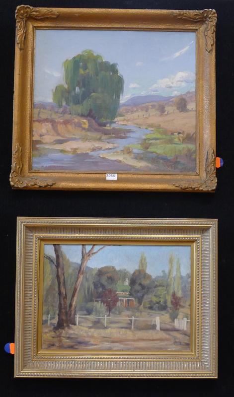 Appraisal: TWO WORKS M FERGUSSON LANDSCAPE OIL ON CANVAS BOARD AND