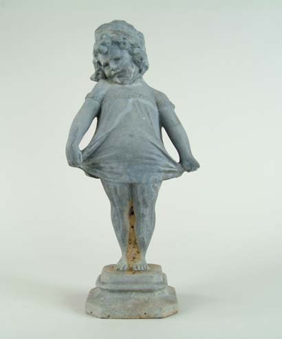 Appraisal: ZINC LITTLE GIRL GARDEN STATUE Young girl with bonnet has