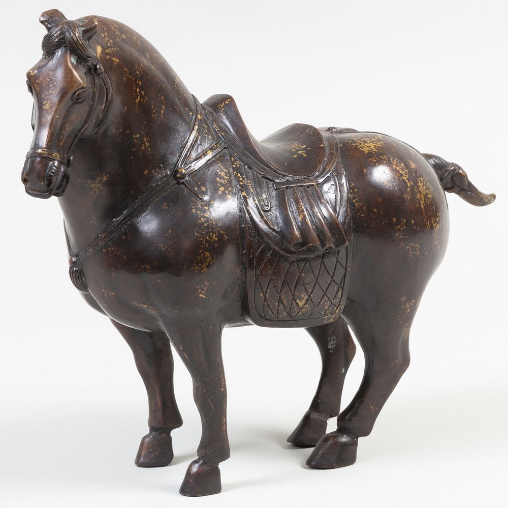 Appraisal: Chinese Tang Style Bronze Figure of a Caparisoned Horse in