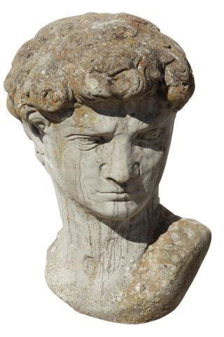 Appraisal: Cast stone garden decor Bust of David thc after the