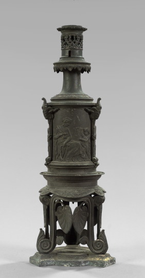 Appraisal: Handsome Napoleon III Cast-Iron Carcel Lamp-on-Stand third quarter th century