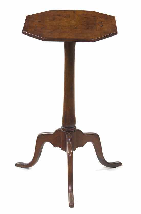 Appraisal: An American Maple Candlestand having an elongated octagonal top over