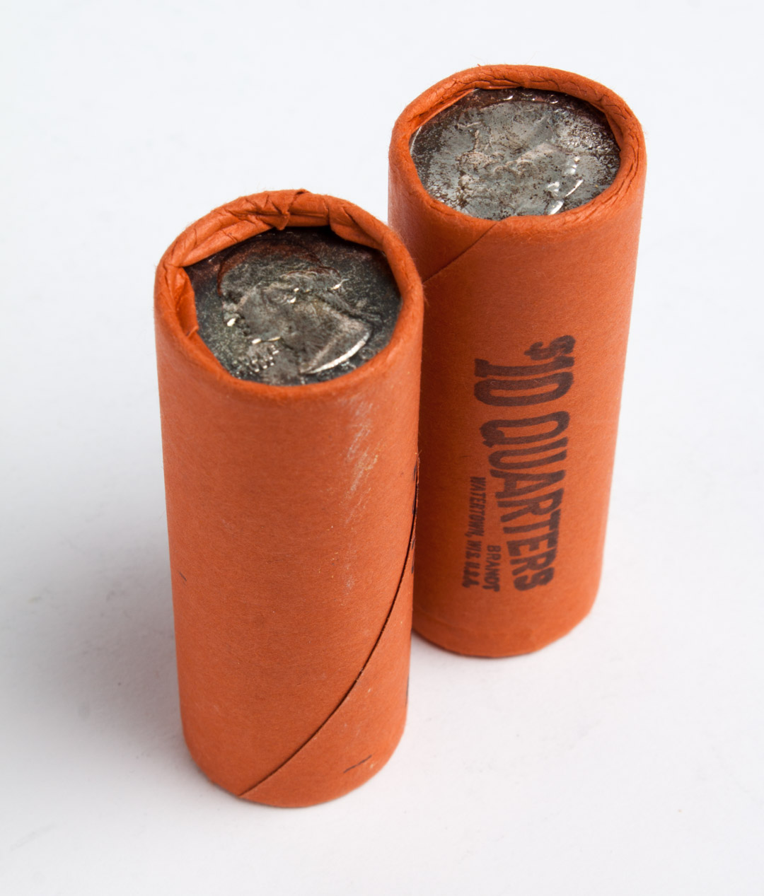 Appraisal: Eighty Washington type silver quarters in original bank paper rolls