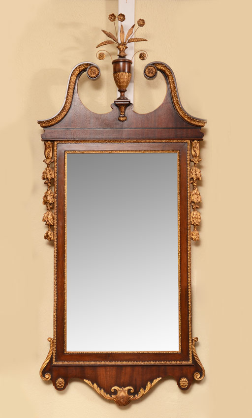 Appraisal: CHIPPENDALE STYLE CARVED AND GILT MIRROR French Co Diamente mirror