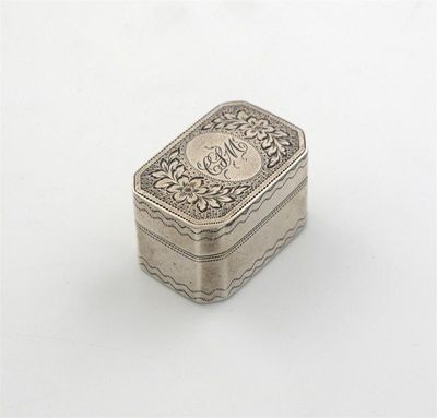 Appraisal: A George III engraved nutmeg grater of canted oblong form