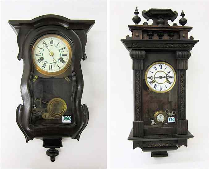 Appraisal: TWO SMALL WALL CLOCKS A Hamburg-American Clock Co made for