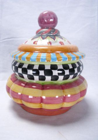 Appraisal: MacKenzie-Childs Artist Decorated Porcelain Cookie Jar inches tall