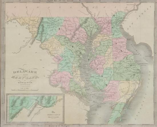 Appraisal: MAP OF DELAWARE AND MARYLAND BY DAVID H BURR NEW