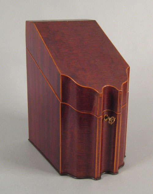 Appraisal: Mahogany knife box early th c with inlaid insert and