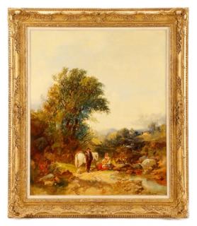 Appraisal: Joseph Horlor Travelers w View of Wales O C Joseph