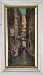 Appraisal: Vincenzo Migliaro Vincenzo Migliaro italy - painting of a market