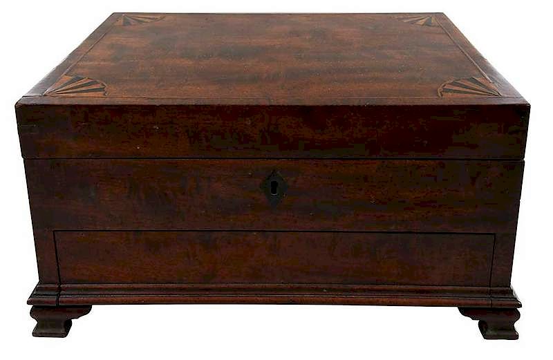 Appraisal: Fine Georgian Mahogany Inlaid Sewing Chest British th century quarter