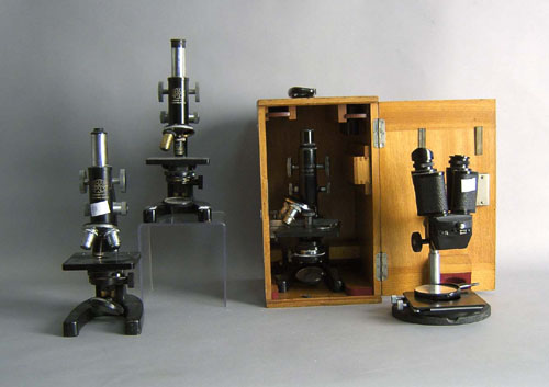 Appraisal: Four microscopes to include Graf Apscos Ernst Leitz and a