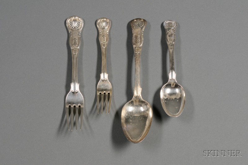 Appraisal: Group of Assembled English Silver King Pattern Flatware London comprising