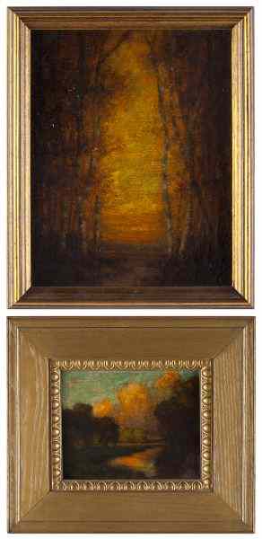 Appraisal: Two American School Barbizon Landscapesthe first is oil on canvas