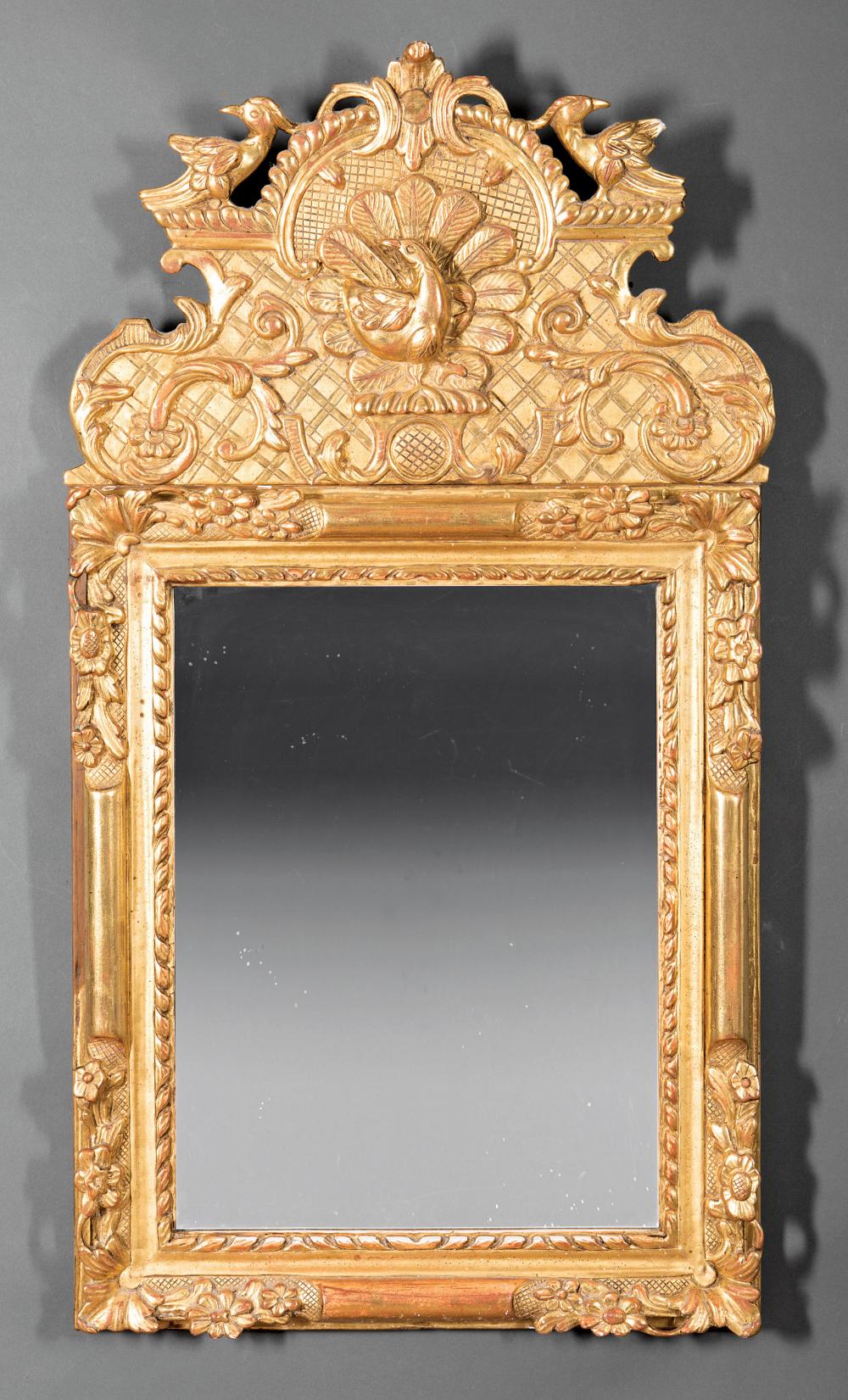 Appraisal: Pair of Georgian-Style Giltwood Mirrors peacock crest h in w