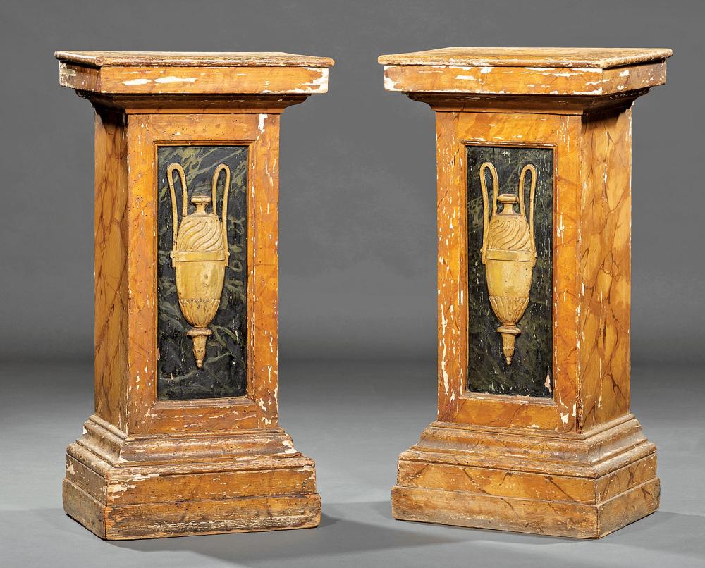 Appraisal: Pair of Neoclassical-Style Faux Marbre Pedestals th c and later