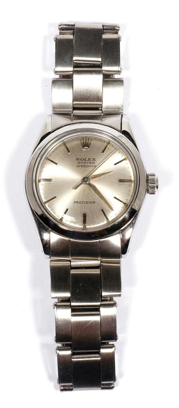 Appraisal: LADY'S WRISTWATCH ROLEX OYSTER SPEEDKING s Steel Ref Tonneau-shaped case