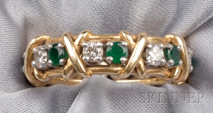 Appraisal: kt Gold Emerald and Diamond Band Schlumberger Tiffany Co set