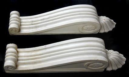 Appraisal: PAIR OF MARBLE CORBELS x x in Christie's lot This