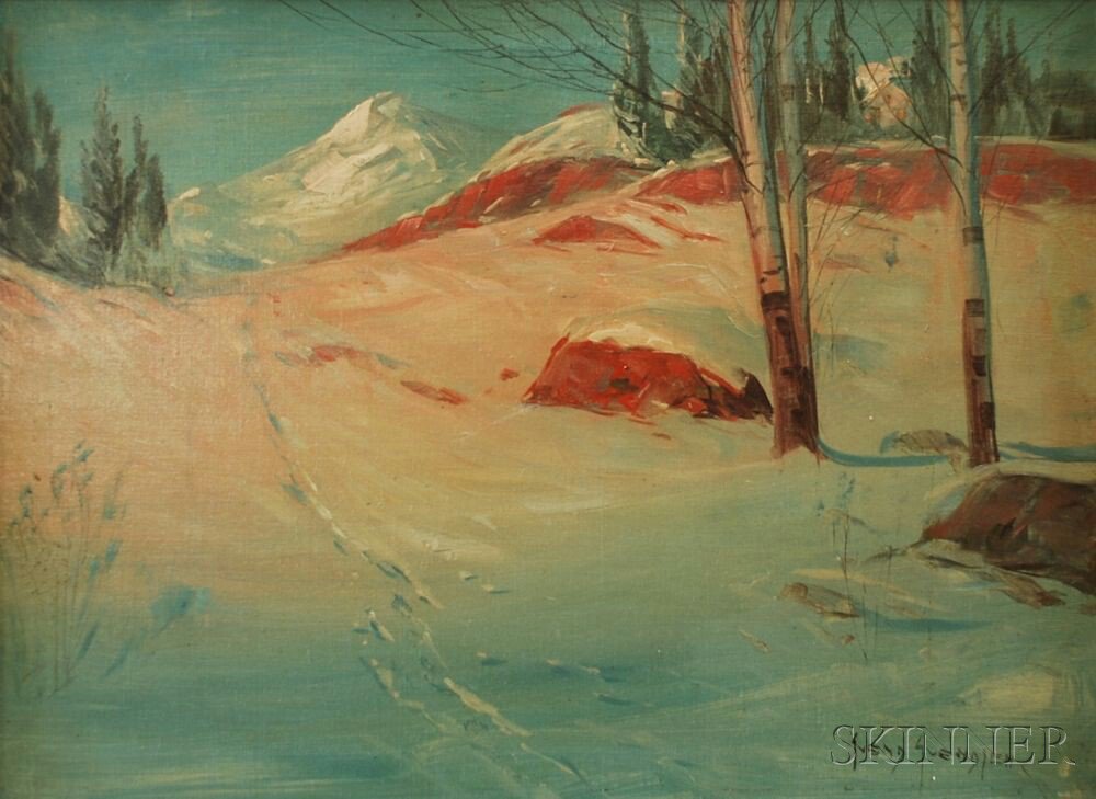 Appraisal: Svend Rasmussen Svendsen Norwegian American - Snowscape with House and