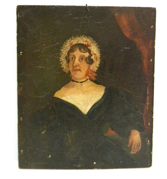 Appraisal: Primitive portrait of lady in late th- early th C