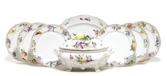 Appraisal: PARTS OF A DINNER SERVICE 'CUMBERLAND' NYMPHENBURG TH CENTURY Rococo