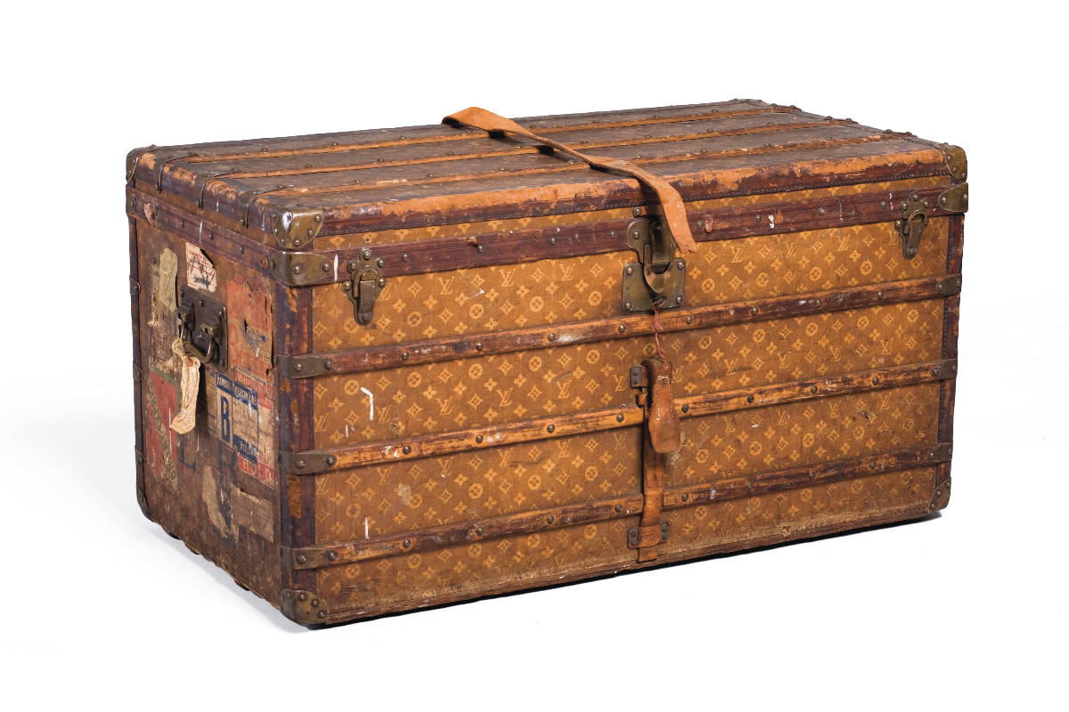 Appraisal: LOUIS VUITTON STEAMER TRUNK Retains original fitted garment trays each