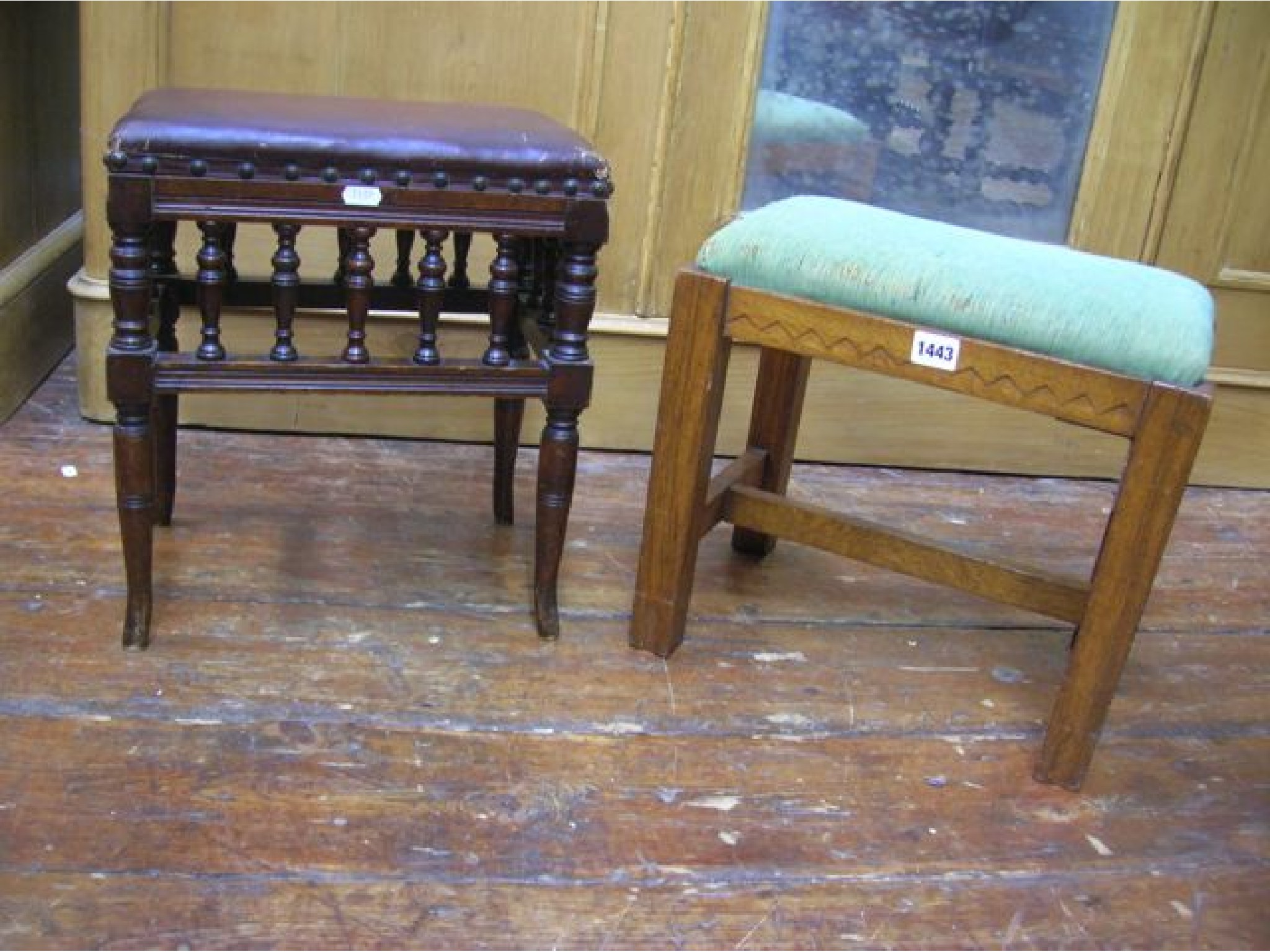 Appraisal: A small Victorian stool with turned spindle mouldings and swept