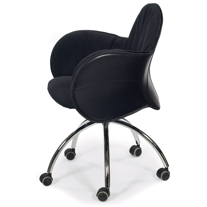 Appraisal: Vico Magistretti task chair by DePadova sculptural black leather exterior