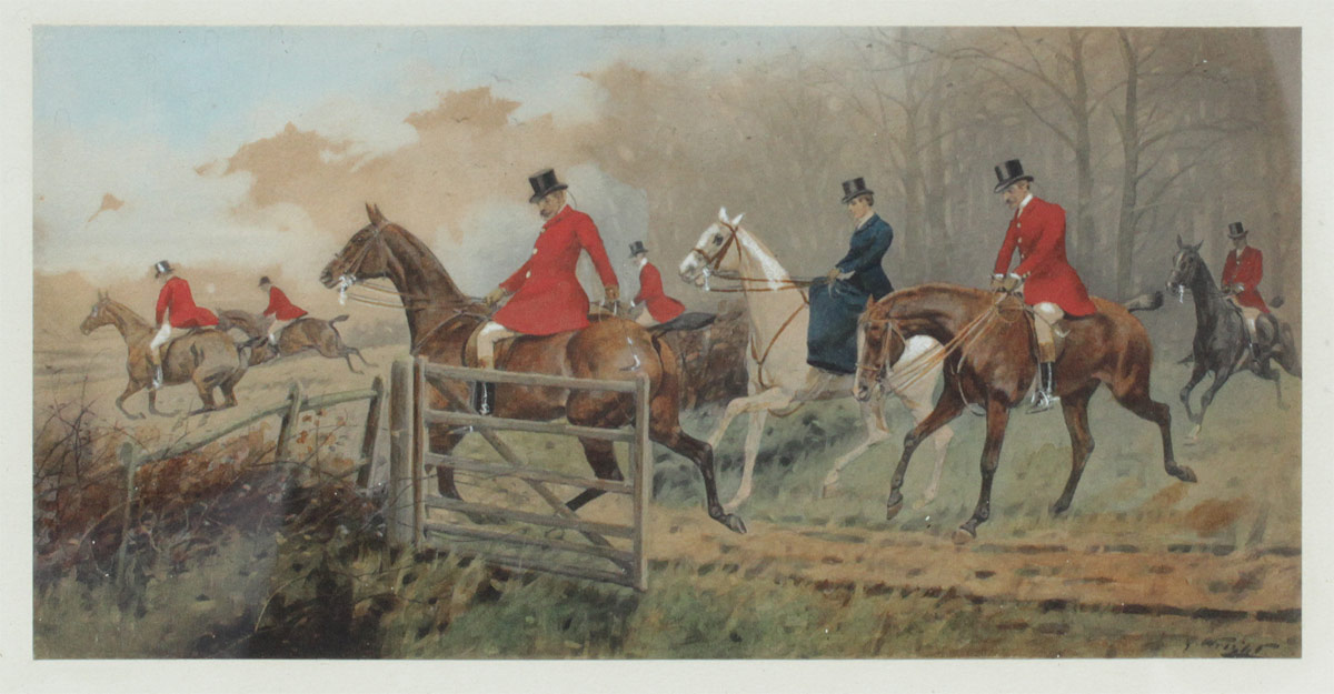 Appraisal: WRIGHT George British - Hunt Scene Watercolor Heightened with White