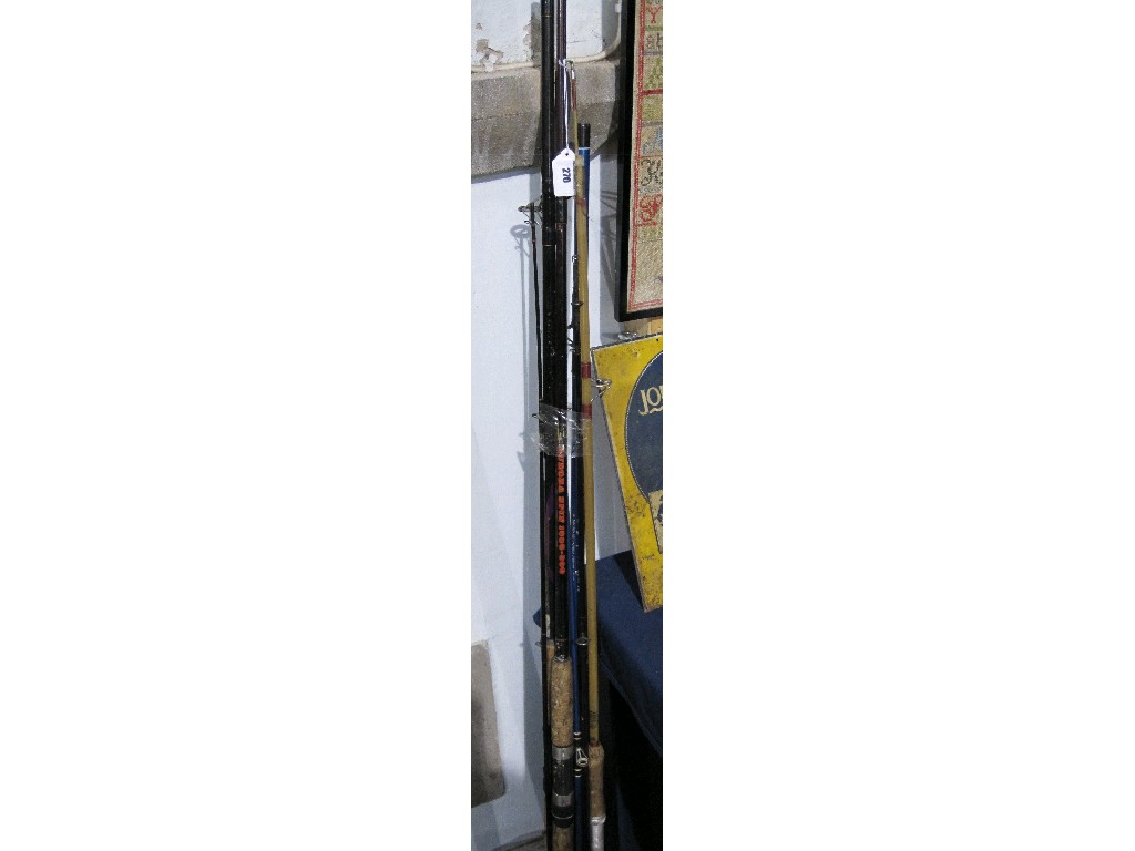 Appraisal: Lot comprising assorted fishing rods and a bag of tackle