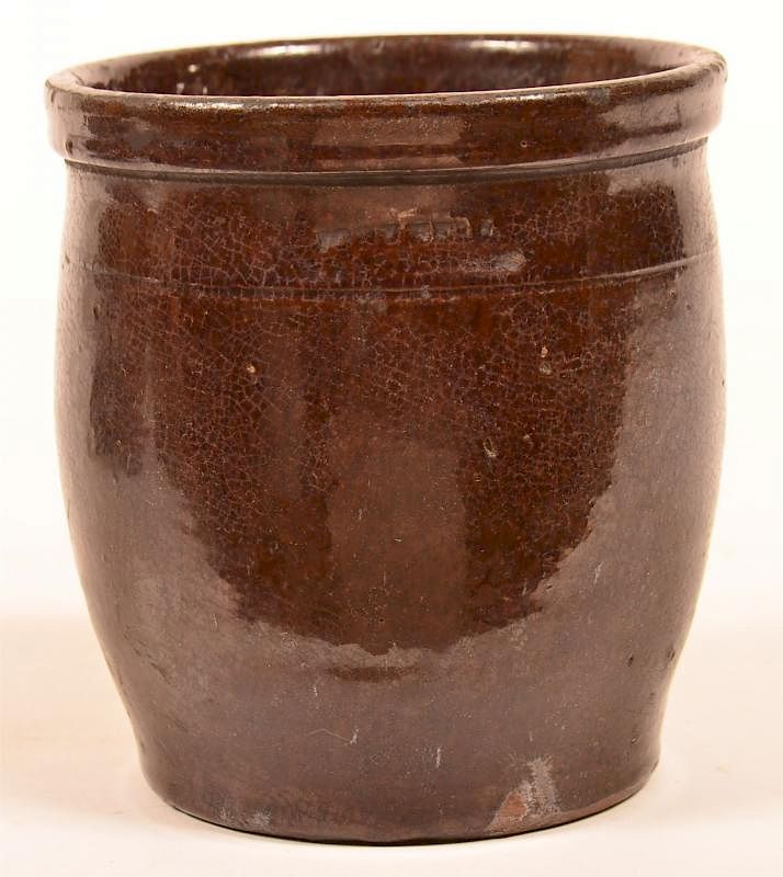 Appraisal: John Bell Waynesboro PA Redware Storage Jar John Bell Waynesboro