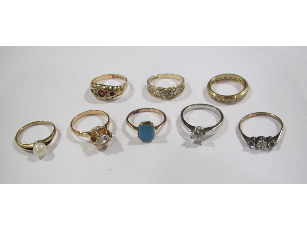 Appraisal: Eight various ct gold stone set dress rings