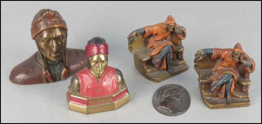 Appraisal: TWO POLYCHROME PAINTED BRONZE BUSTS OF DANTE Together with a