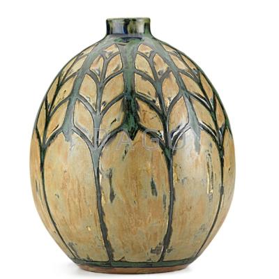 Appraisal: CHARLES CATTEAU BOCH FRERES Keramis glazed stoneware vase with stylized