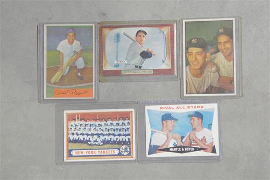 Appraisal: FIVE BASEBALL CARDS PERTAINING TO THE NEW YORK YANKEES A