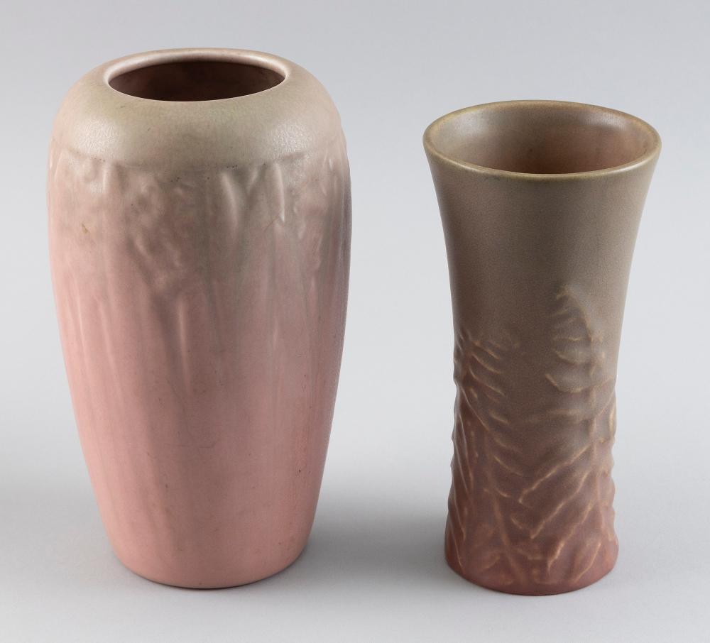 Appraisal: TWO ROOKWOOD POTTERY MATTE GLAZE VASES DATED AND HEIGHTS AND