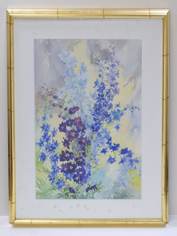 Appraisal: Jean Franz Miller American th c watercolor Blue Delphiniums site