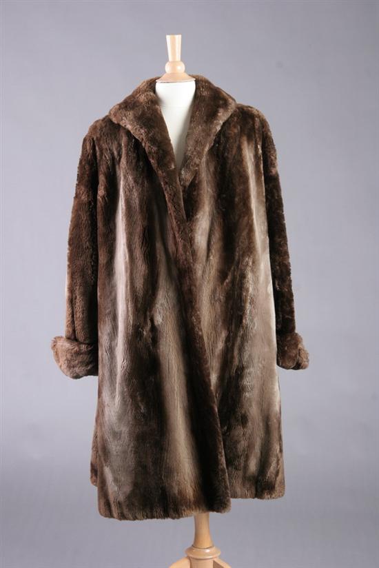 Appraisal: LADY'S FULL-LENGTH SHEARED BROWN BEAVER COAT