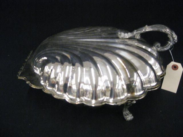 Appraisal: Silverplate Figural Clam Shell Covered Dish footed x