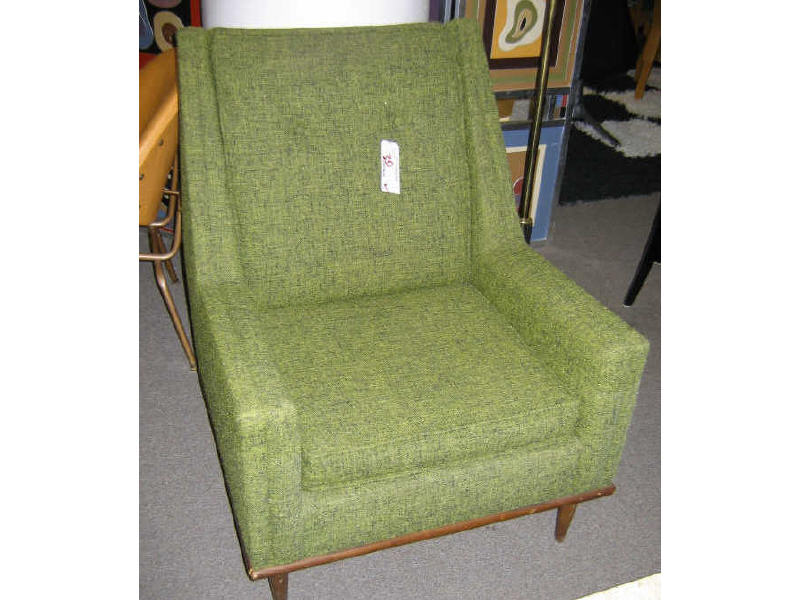 Appraisal: GREEN TWEED UPHOLSTERED ARMCHAIR raised on tapering round legs h