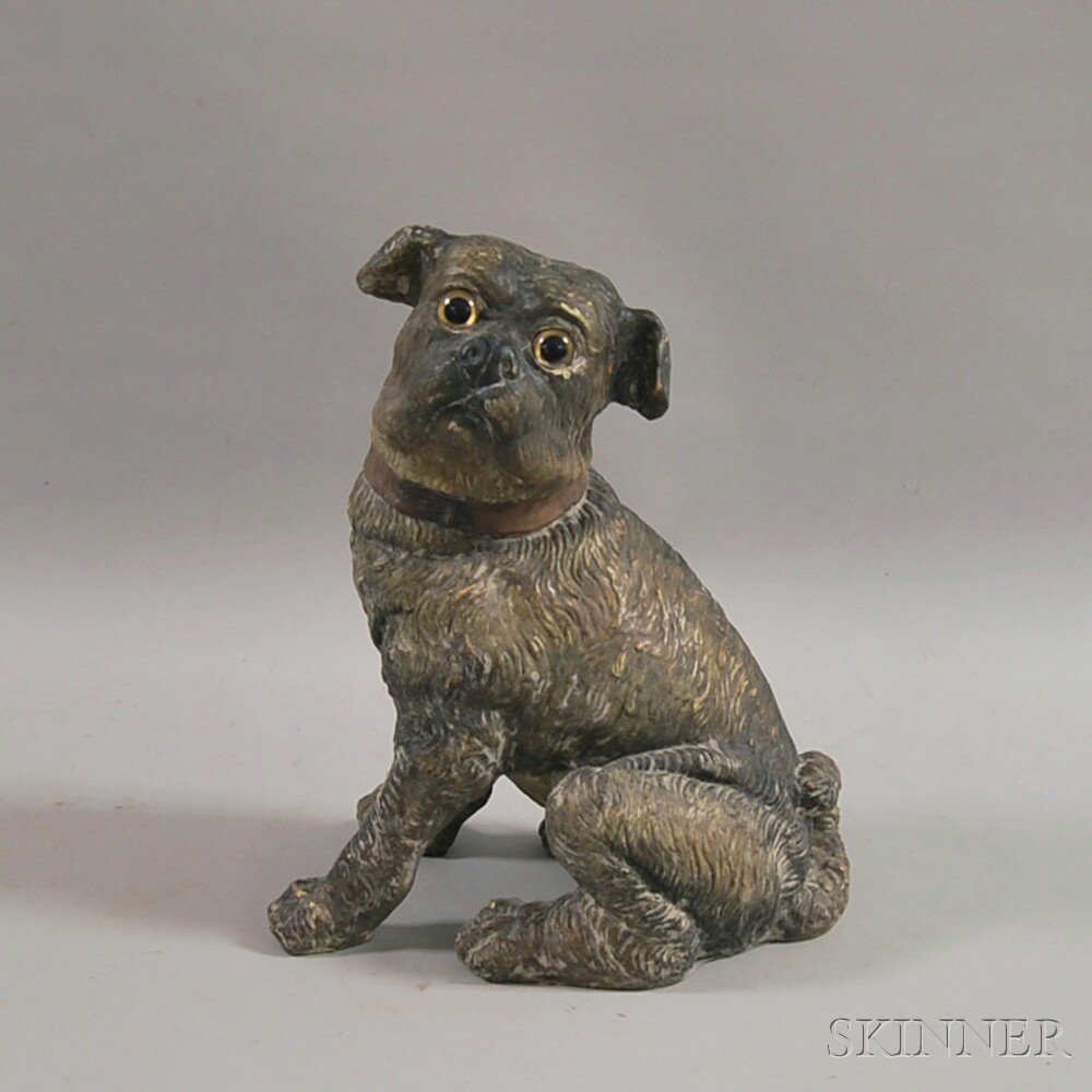 Appraisal: Painted Plaster Model of a Pug with glass eyes minor