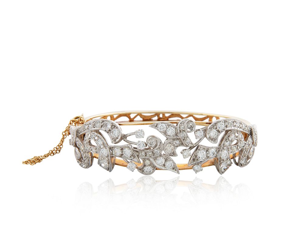 Appraisal: ART-DECO STYLE DIAMOND AND KT YELLOW GOLD BRACELET ART-DECO STYLE