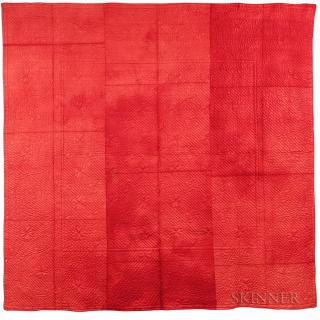 Appraisal: Red Woolen Coverlet late th early th century with heart