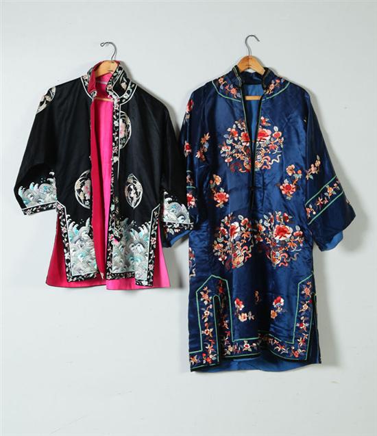 Appraisal: ROBE AND JACKET China st half- th century silk Blue