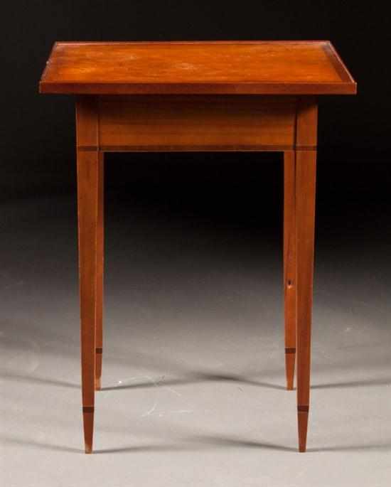 Appraisal: Federal stringer inlaid banded mahogany one-drawer stand Salem Massachusetts circa